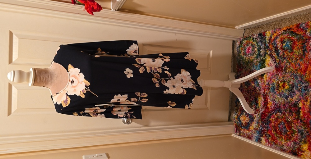 Bobbie Brooks Black and White Floral Long Sleeve Dress